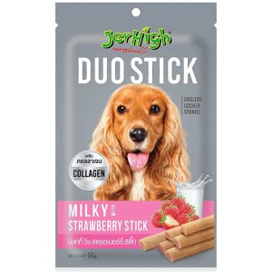 تشویقی JerHigh Duo Stick با طعم شیر و توت‌فرنگی