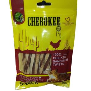تشویقی چروکی گوشت مرغ مدل Chicken Sandwich Twists برند CHEROKEE