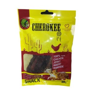تشویقی چروکی گوشت مرغ مدل Chicken Jerky Insert Rawhide برند CHEROKEE