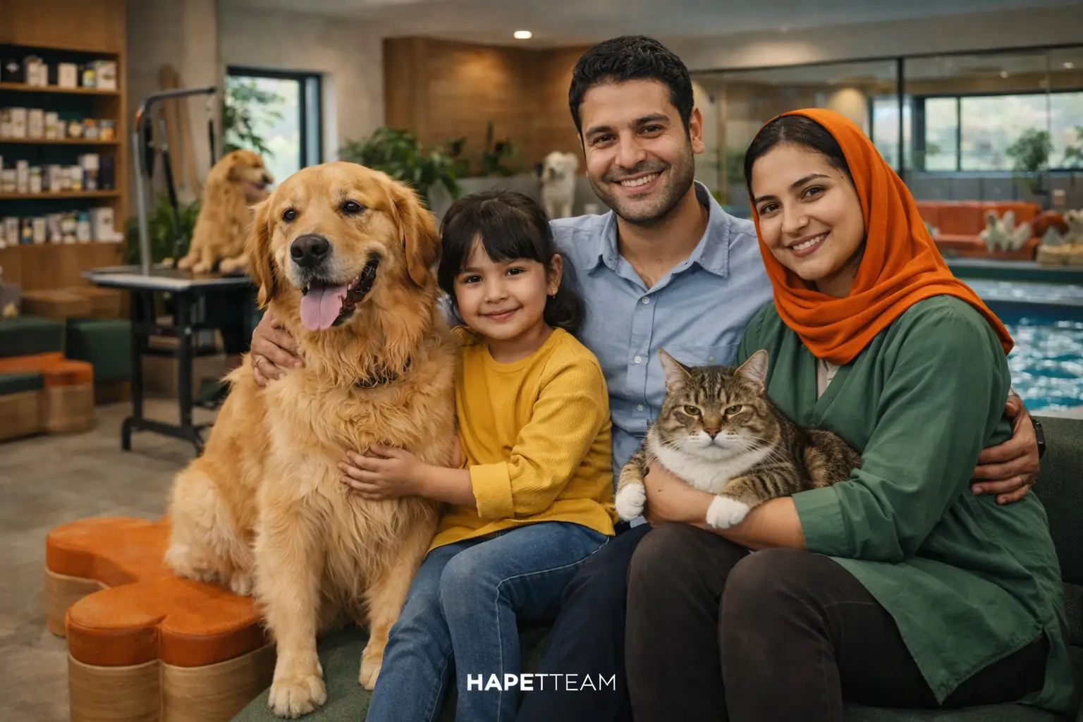 یک خانواده دارای حیوان خانگی حاضر در مجموعه هپت